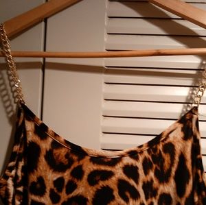 Sexy chain link strap animal print sundress
